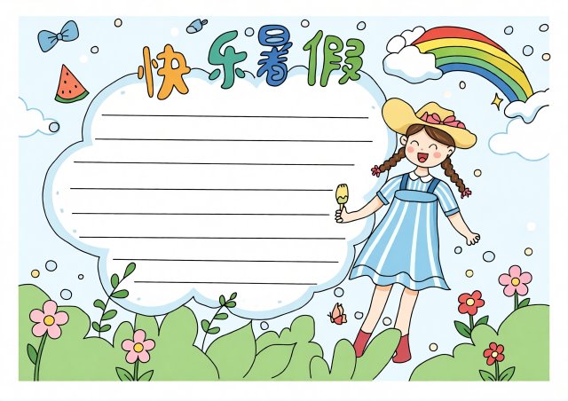 快乐暑假手抄报模板简单又漂亮，小学生暑假生活小报内容推荐