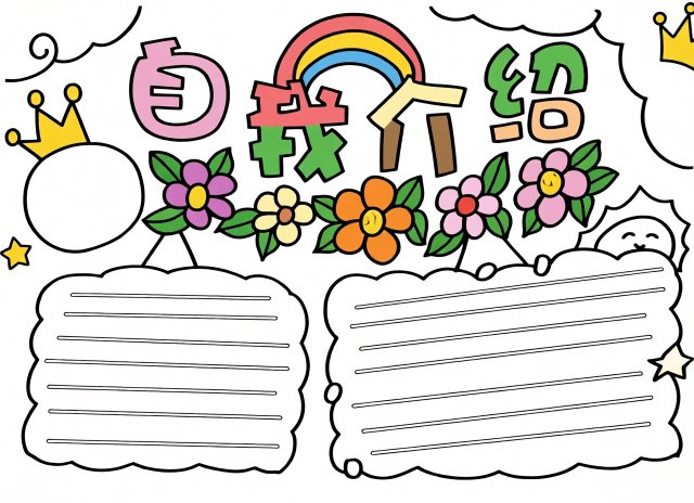 自我介绍小报模板简单又漂亮 开学手抄报一年级二年级简单又漂亮设计图