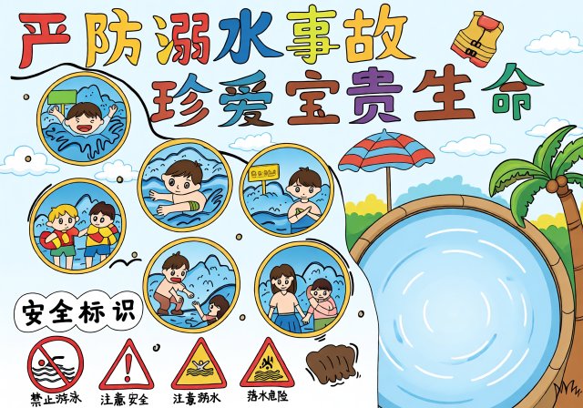 防溺水小报简单又漂亮！预防溺水手抄报内容模板，珍爱生命主题