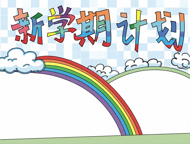 新学期计划小报模板简单又漂亮开学手抄报一年级二年级三年级通用