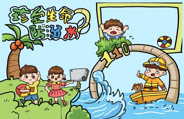 珍爱生命防溺水小报：初中防溺水手抄报简单又漂亮模板