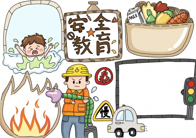 暑假安全手抄报简单又漂亮，小学生交通安全与防溺水安全教育小报模板