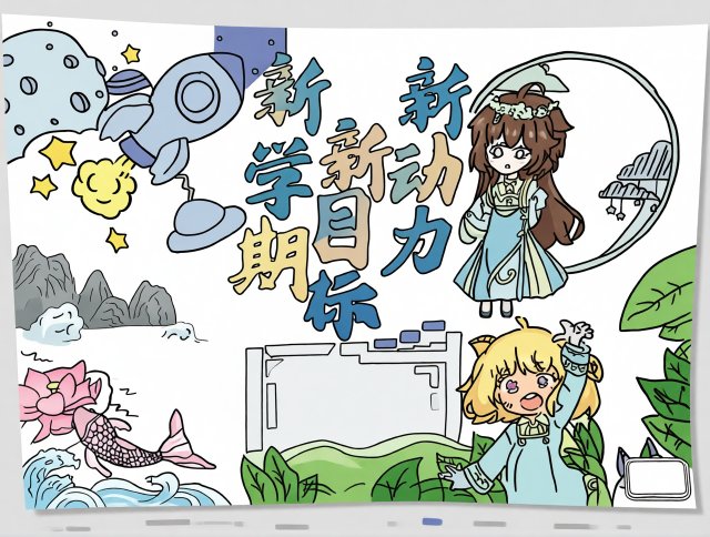 新学期手抄报模板：简单又漂亮！开学季新气象，学生必备创意小报设计