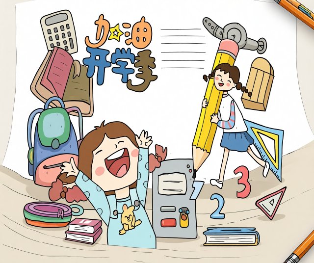 2024开学季手抄报简单又漂亮，小学生开学季小报模板，轻松制作开学主题手抄报