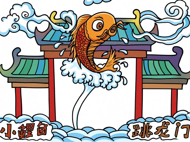 小鲤鱼跳龙门手抄报简单又漂亮，暑假读书小报模板_三年级作业