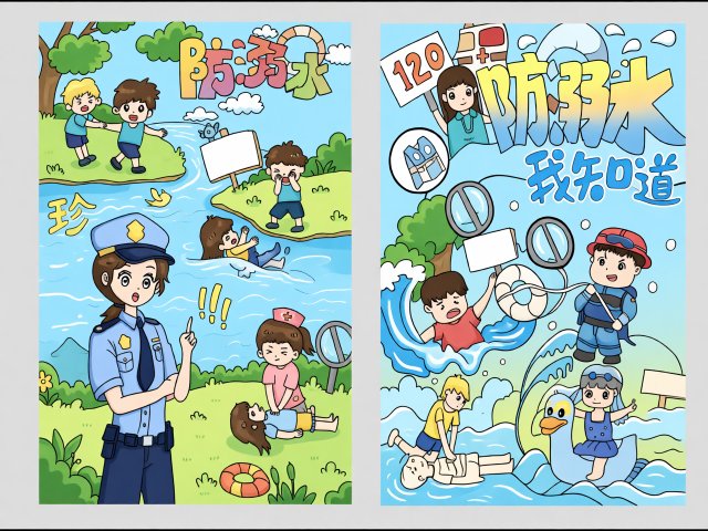 防溺水小报简单又漂亮：珍爱生命预防溺水手抄报模板，适合小学生