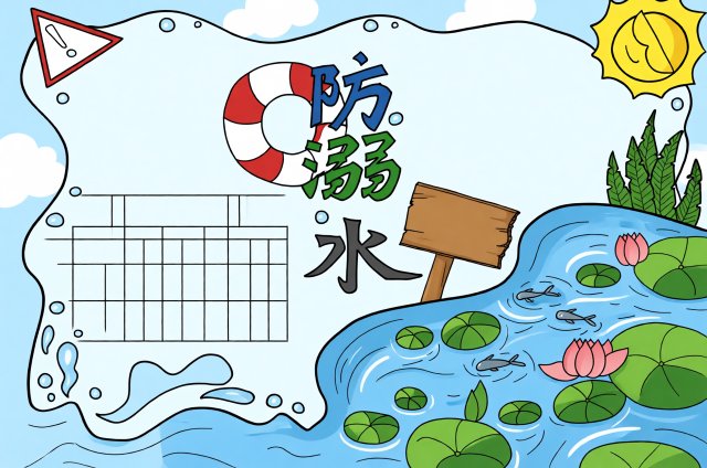 防溺水小报简单又漂亮，六年级防溺水手抄报模板，简单又好画
