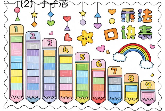 一年级乘法口诀手抄报简单又漂亮，暑假数学小报模板好看，适合小学生打印