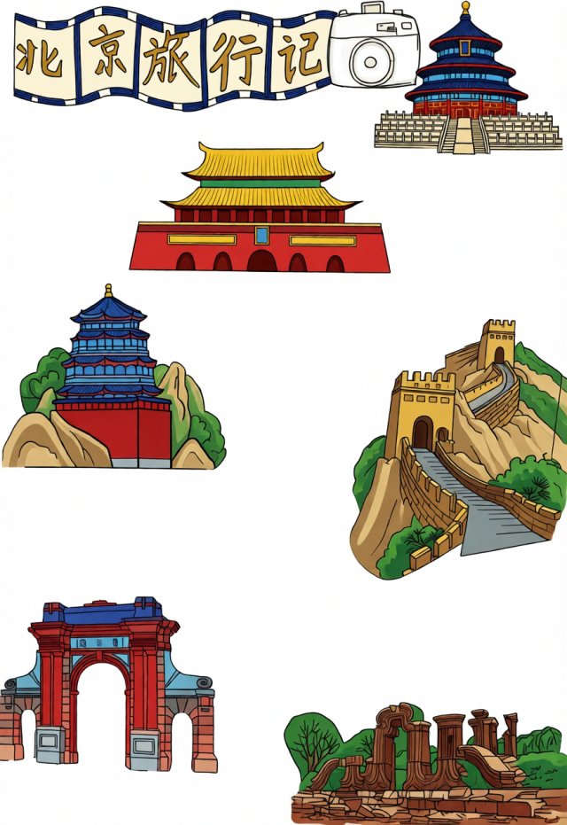 北京旅行记手抄报模板：简单又漂亮的暑假小报，适合小学生写旅行见闻