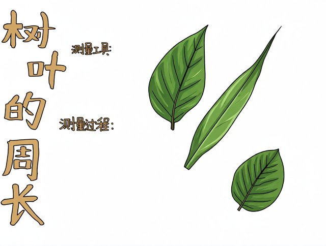 三年级数学暑假小报简单又漂亮：树叶的周长手抄报模板，适合学生抄写