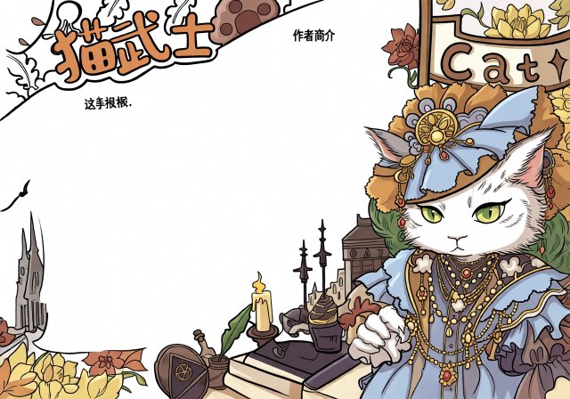 猫武士主题手抄报模板简单又漂亮，适合小学生暑假阅读分享，创意又吸睛