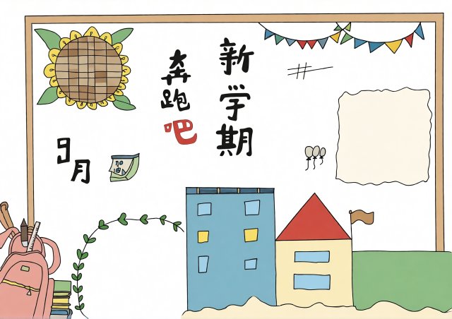 新学期手抄报简单又漂亮，开学第一天主题小报模板，适合小学生