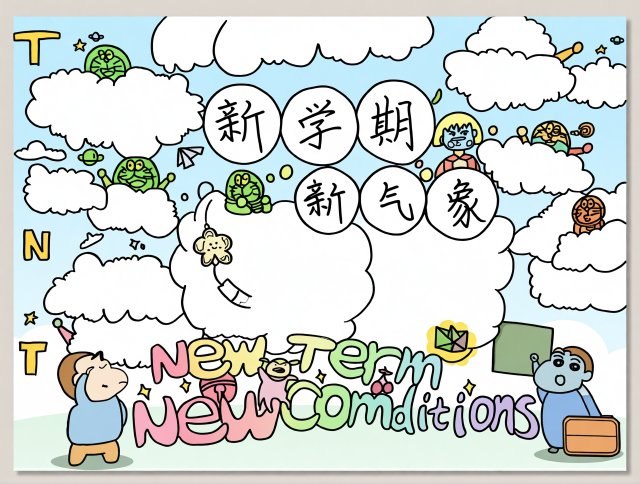 新学期新计划手抄报简单又漂亮，开学季创意小报模板，学生必备