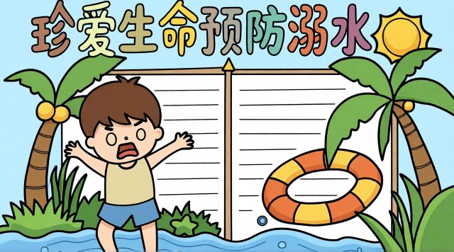 珍爱生命预防溺水！暑期防溺水安全小报简单又漂亮，手抄报模板图片，防溺水知识介绍