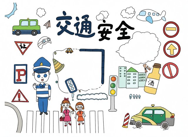 暑假交通安全手抄报简单又漂亮，小学生安全教育小报模板，暑假安全作业