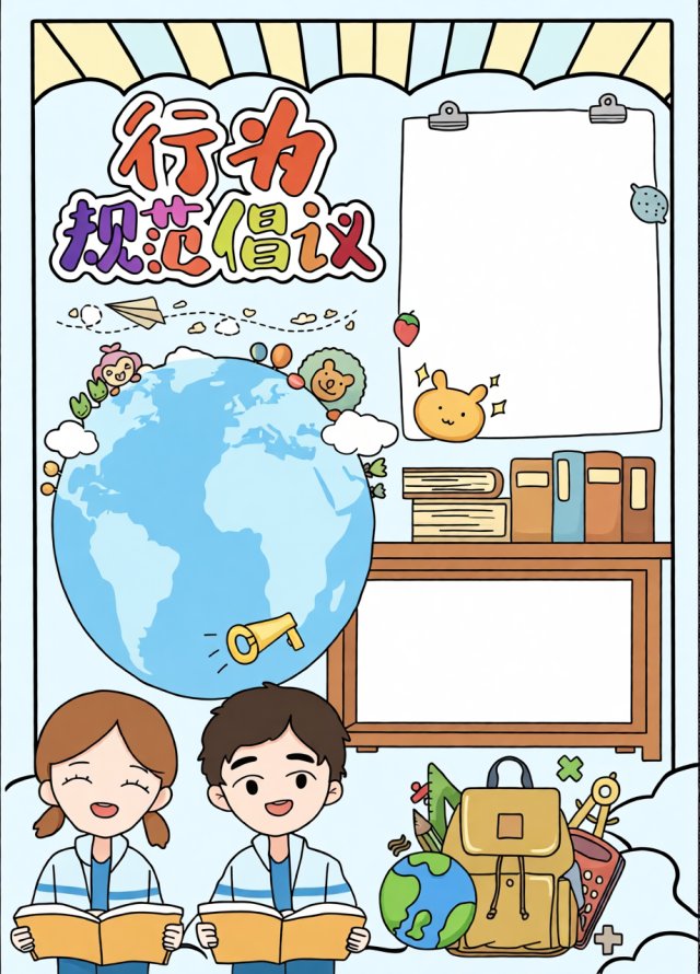 七年级行为规范小报模板：新学期新起点简单又漂亮的手抄报