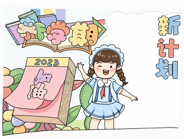 新学期手抄报简单又漂亮 开学季创意小报模板 2023学习计划