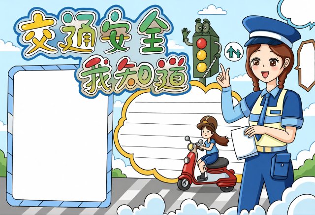 交通安全我知道小报手抄报简单又漂亮模板 中小学生安全教育主题