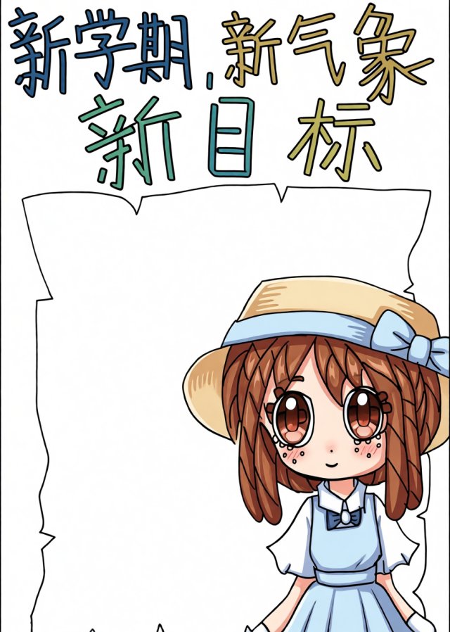 新学期新目标手抄报简单又漂亮，开学第一课小报模板一年级开学计划内容