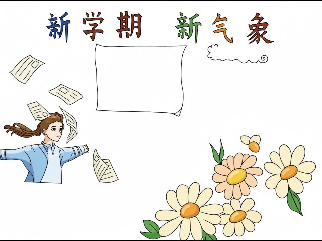 新学期新气象手抄报简单又漂亮，开学季必备小报模板，学生作业参考