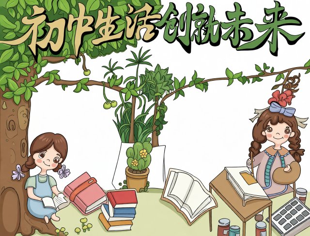 初中生活手抄报模板简单又漂亮：规划未来，新学期新气象！