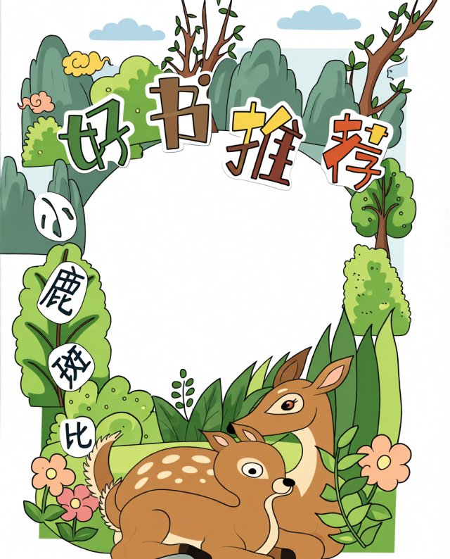 好读书推荐手抄报简单又漂亮，暑假读书笔记模板，小鹿斑比主题小学生手抄报大全