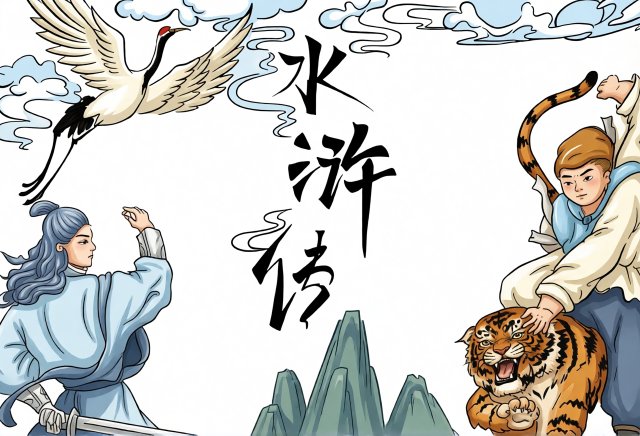 八年级暑假水浒传手抄报简单又漂亮，名著阅读小报模板图片