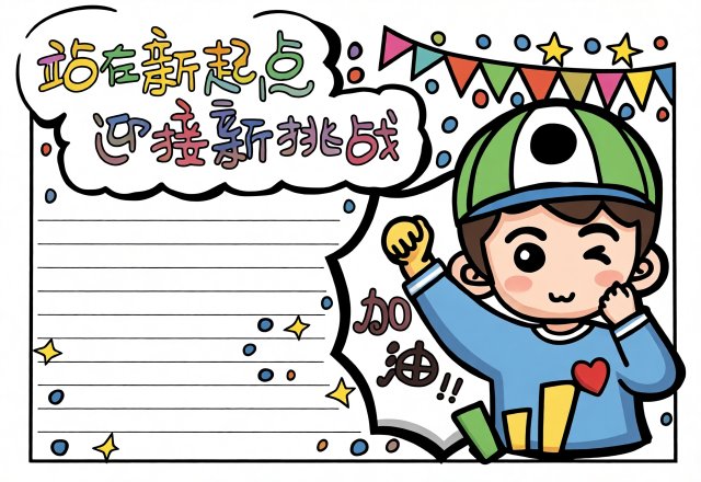 新学期开学手抄报简单又漂亮，站在起点迎接挑战，学生必看模板