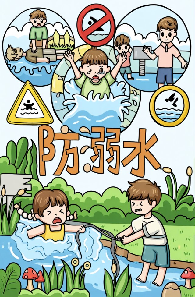 三年级防溺水小报简单又漂亮！预防溺水安全手抄报模板，简单又好画